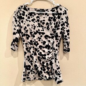 Y2K STYLE & CO LEOPARD ruched side faux wrapped top stretchy comfy women’s XS